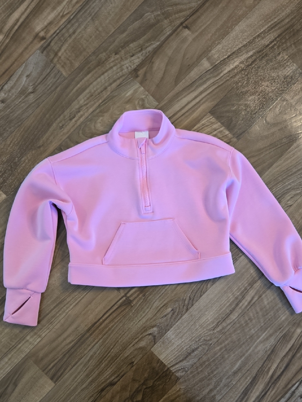 Women's Pink Half-Zip Cropped Sweatshirt